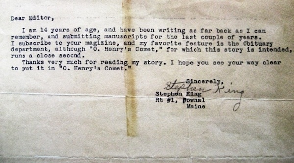 letter 14 year old stephen king spacemen magazine 1961