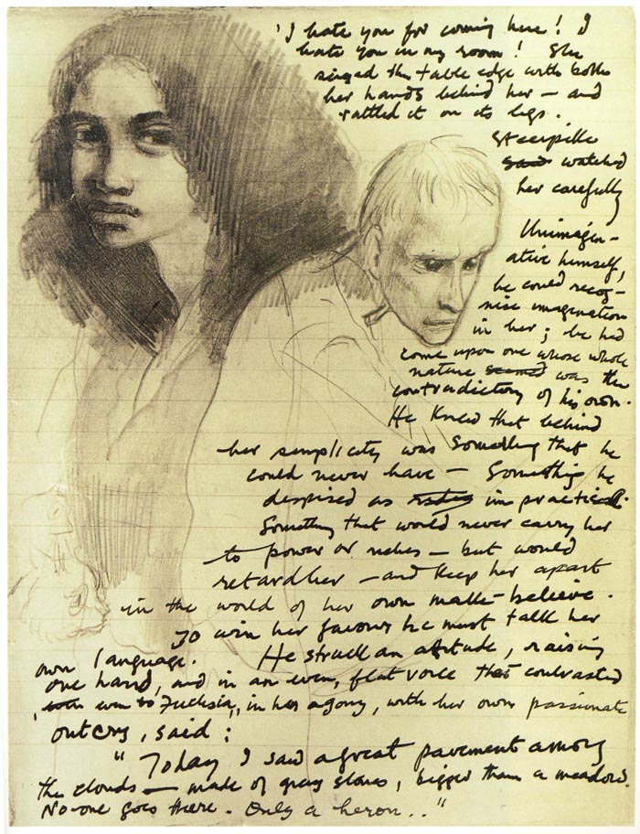Gormenghast, Orijinal el yazması. Çizimler yazara ait
